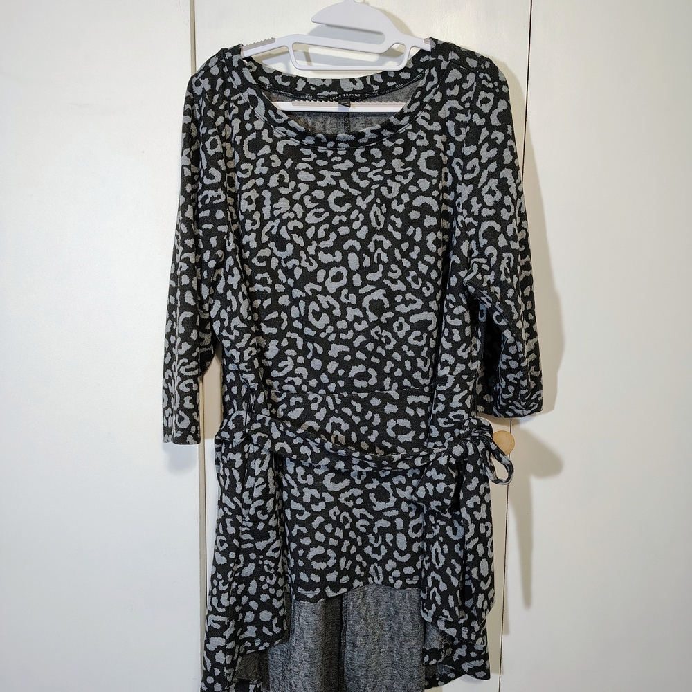 Lane Bryant Black and Gray Animal Print Top